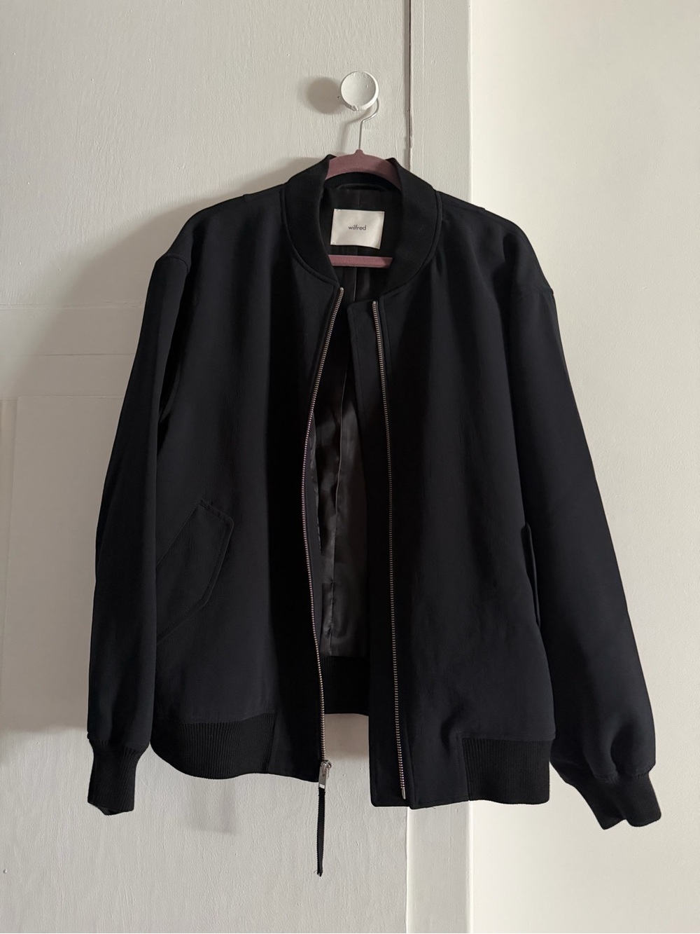 Aritzia Crepette Black Bomber Jacket - Black, L